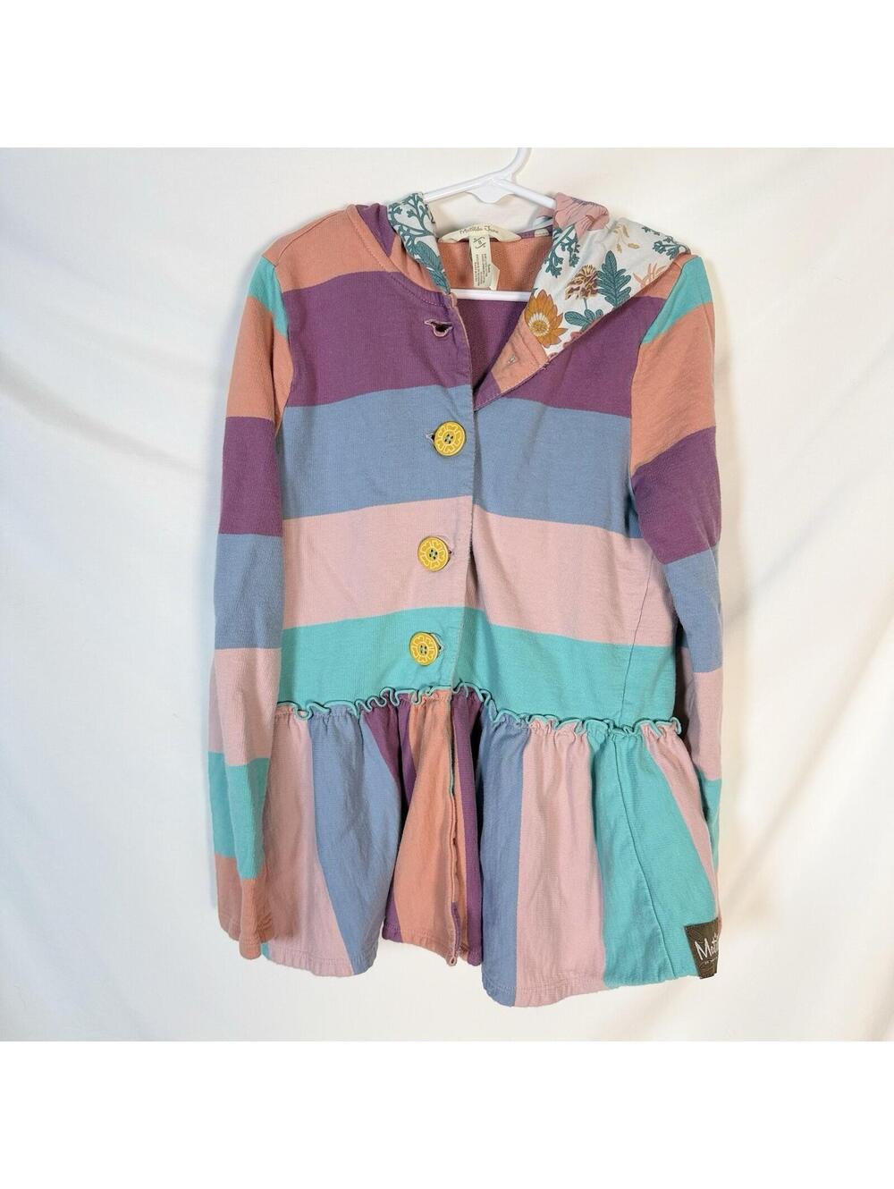 Matilda Jane Wonderment “Lot’s Of Laughs” Kids Jacket Stripe Flounce Sz 8